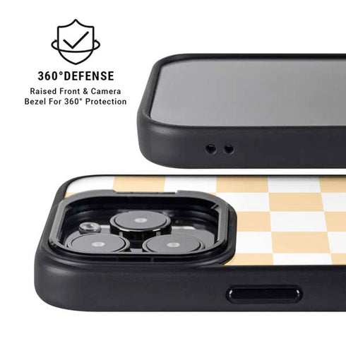 Yellow and White Checkerboard iPhone 15 Pro Kickstand Case